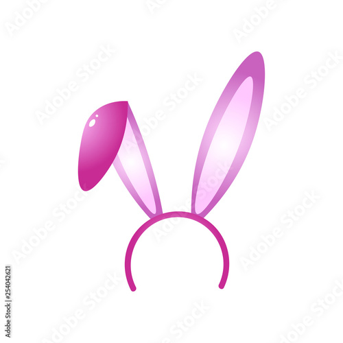 Pink mask with long bunny ears isolated on white background