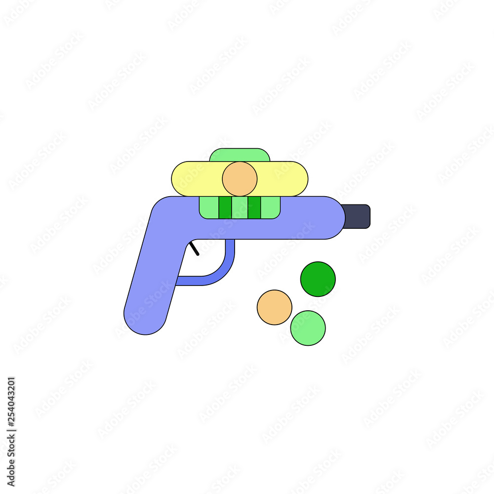 cartoon gun toy colored icon. Signs and symbols can be used for web, logo, mobile app, UI, UX