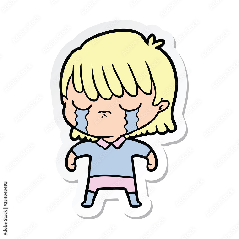 sticker of a cartoon woman crying sticker of a cartoon woman crying
