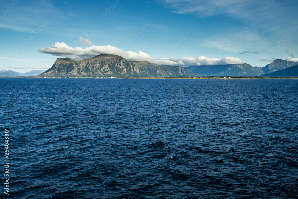Western Norway coastline and landscape viewed form Hurtrigruten cruise ship