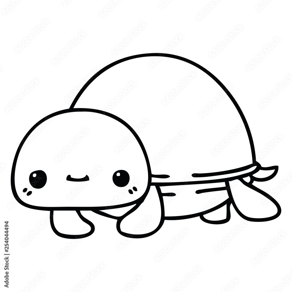 quirky line drawing cartoon turtle Stock Vector | Adobe Stock