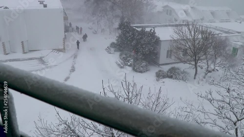 Snowstorm in January on the Black Sea coast near Evpatoria.