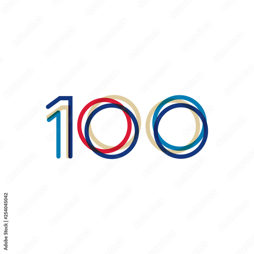 100 years anniversary design with simple lines. Vector illustration isolated on white background. 100 years anniversary design with simple lines. Vector illustration isolated on white background.
