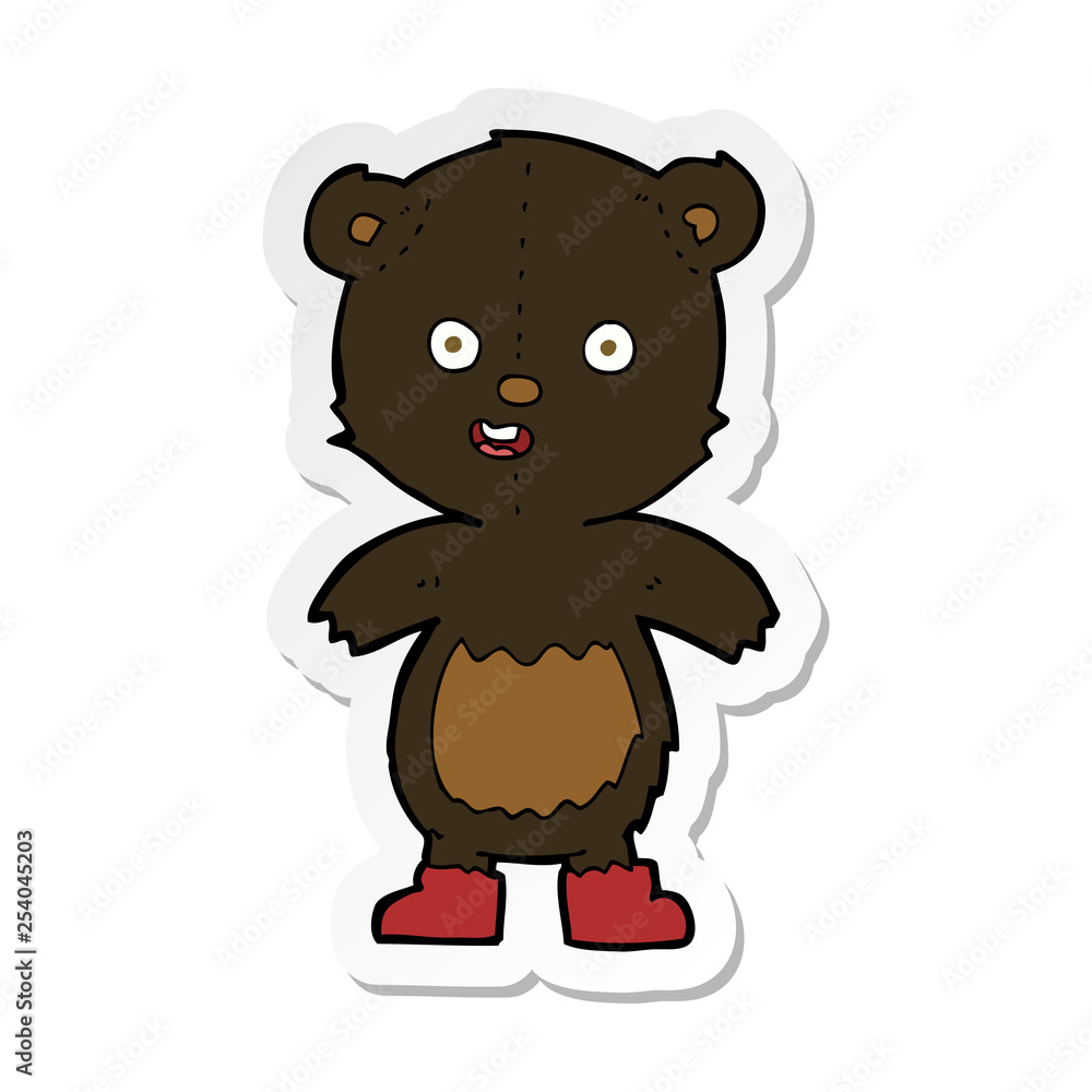sticker of a cartoon happy teddy bear in boots sticker of a cartoon happy teddy bear in boots