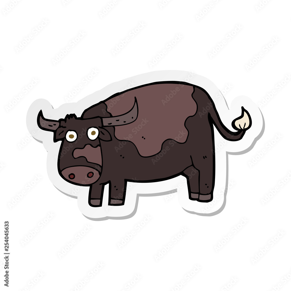sticker of a cartoon cow sticker of a cartoon cow