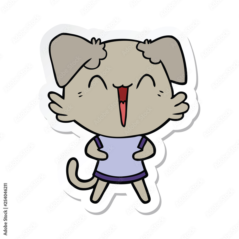 sticker of a happy little dog cartoon sticker of a happy little dog cartoon
