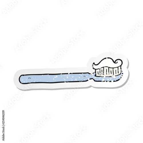retro distressed sticker of a cartoon toothbrush