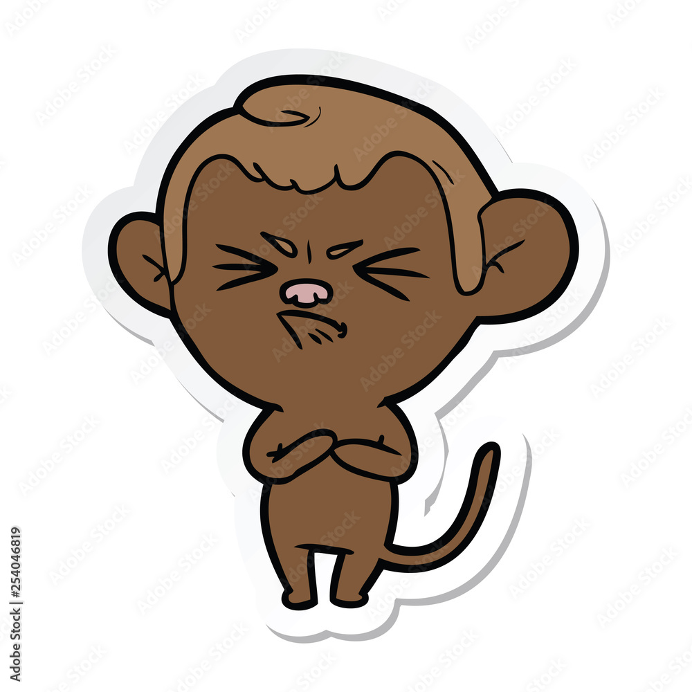 sticker of a cartoon annoyed monkey sticker of a cartoon annoyed monkey