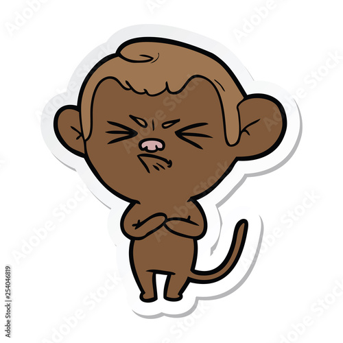 sticker of a cartoon annoyed monkey