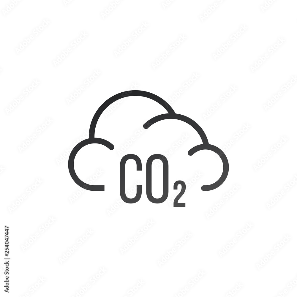 Carbon Dioxide pollution sign. Vector illustration isolated on white background. Carbon Dioxide pollution sign. Vector illustration isolated on white background.