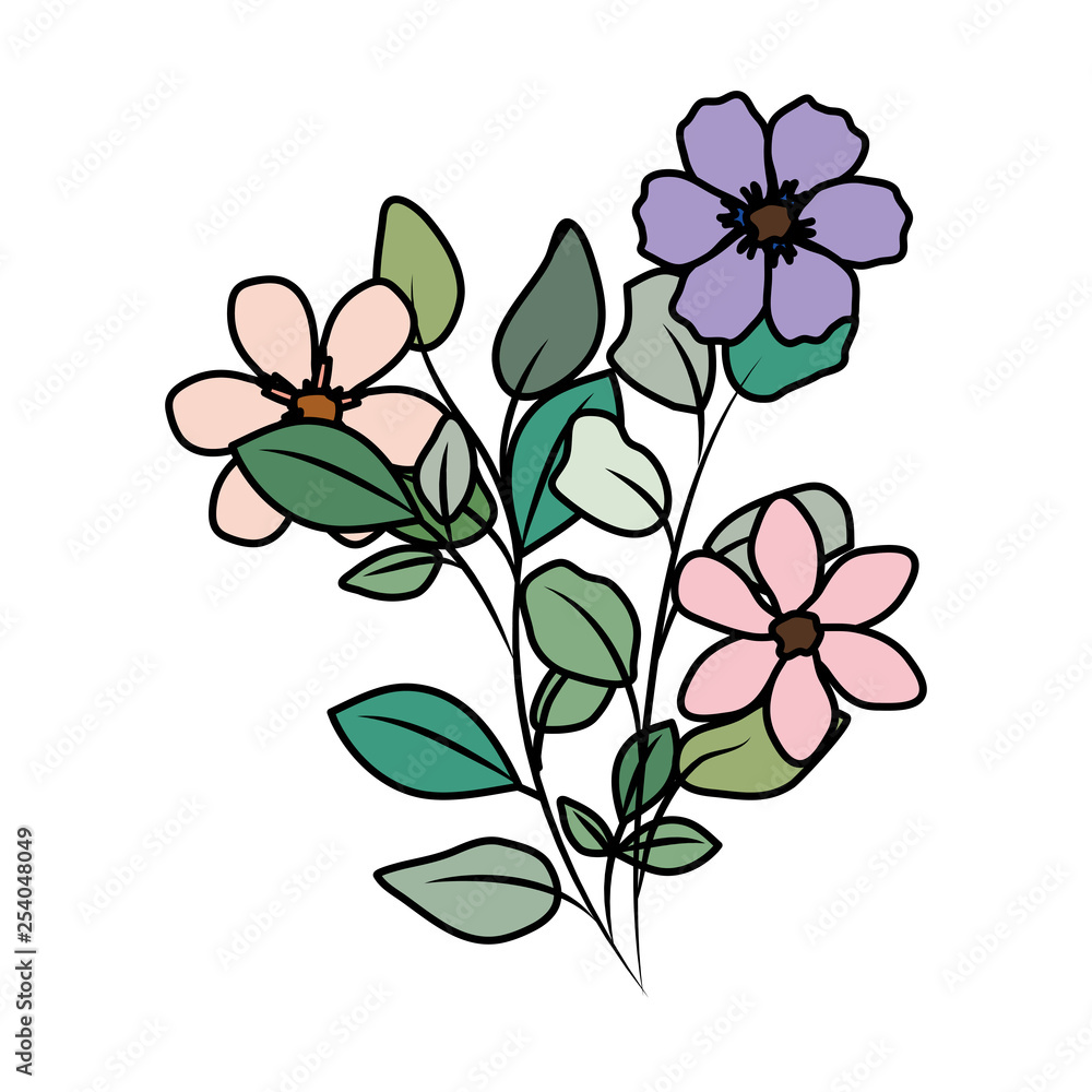 beautiful flowers decorative icon