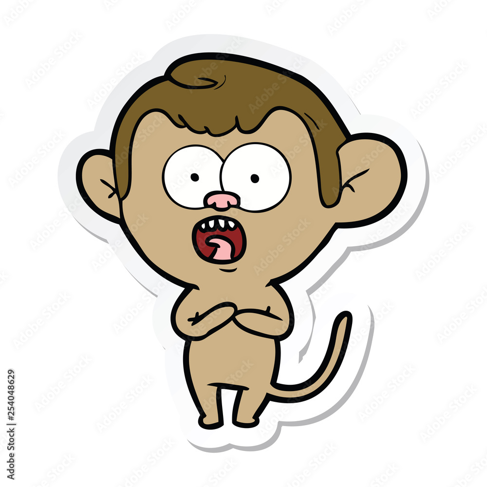 sticker of a cartoon shocked monkey sticker of a cartoon shocked monkey