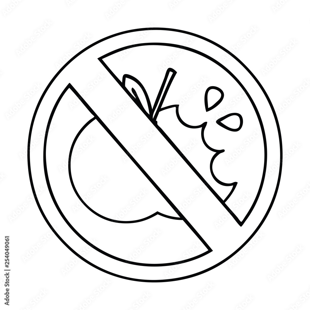 line drawing cartoon no healthy food allowed sign line drawing cartoon no healthy food allowed sign
