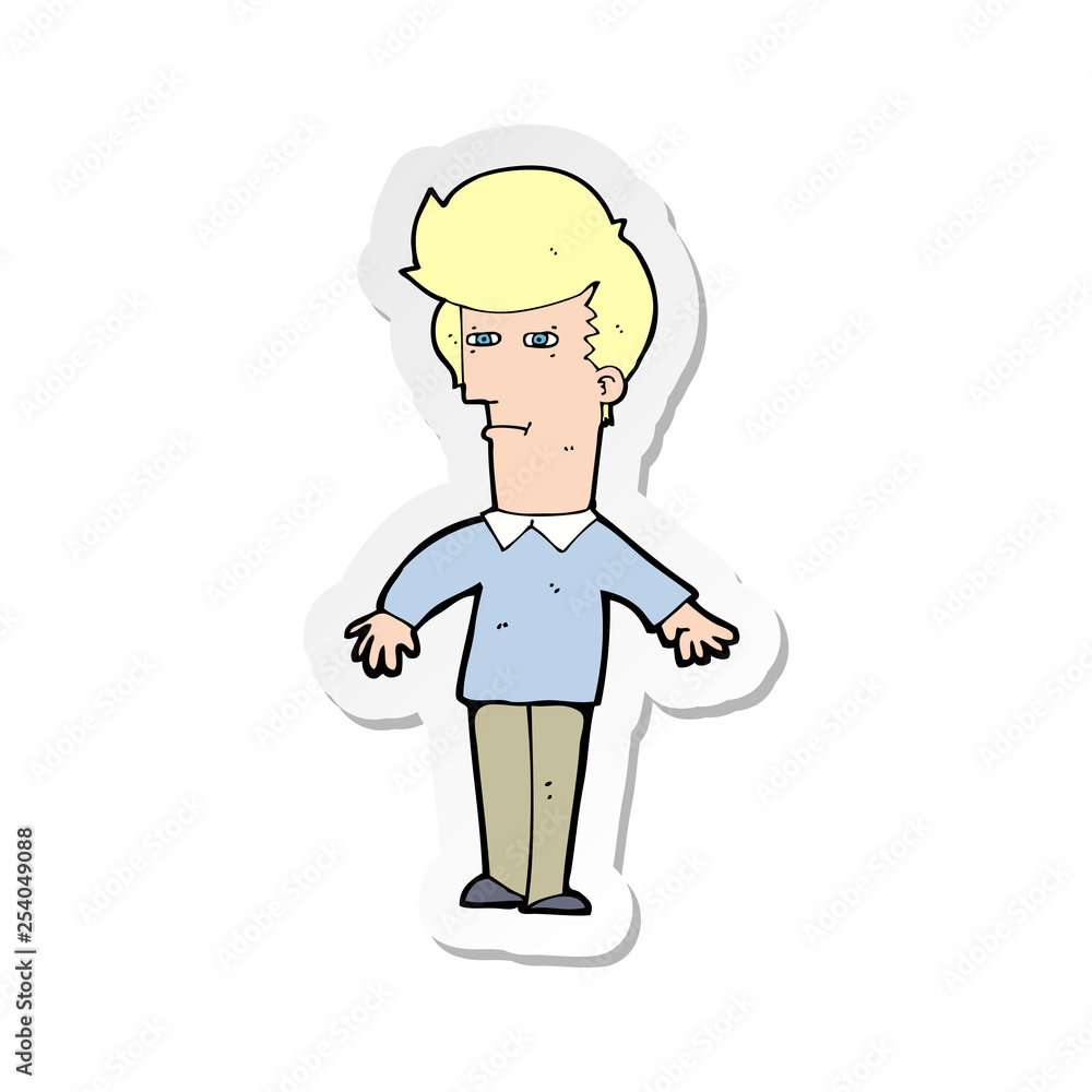 sticker of a cartoon suspicious man sticker of a cartoon suspicious man