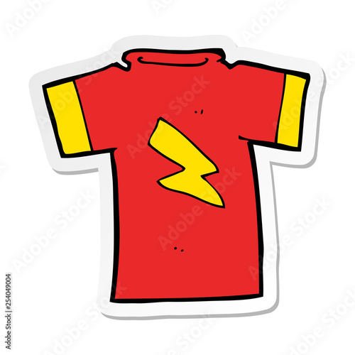 sticker of a cartoon t shirt with lightning bolt