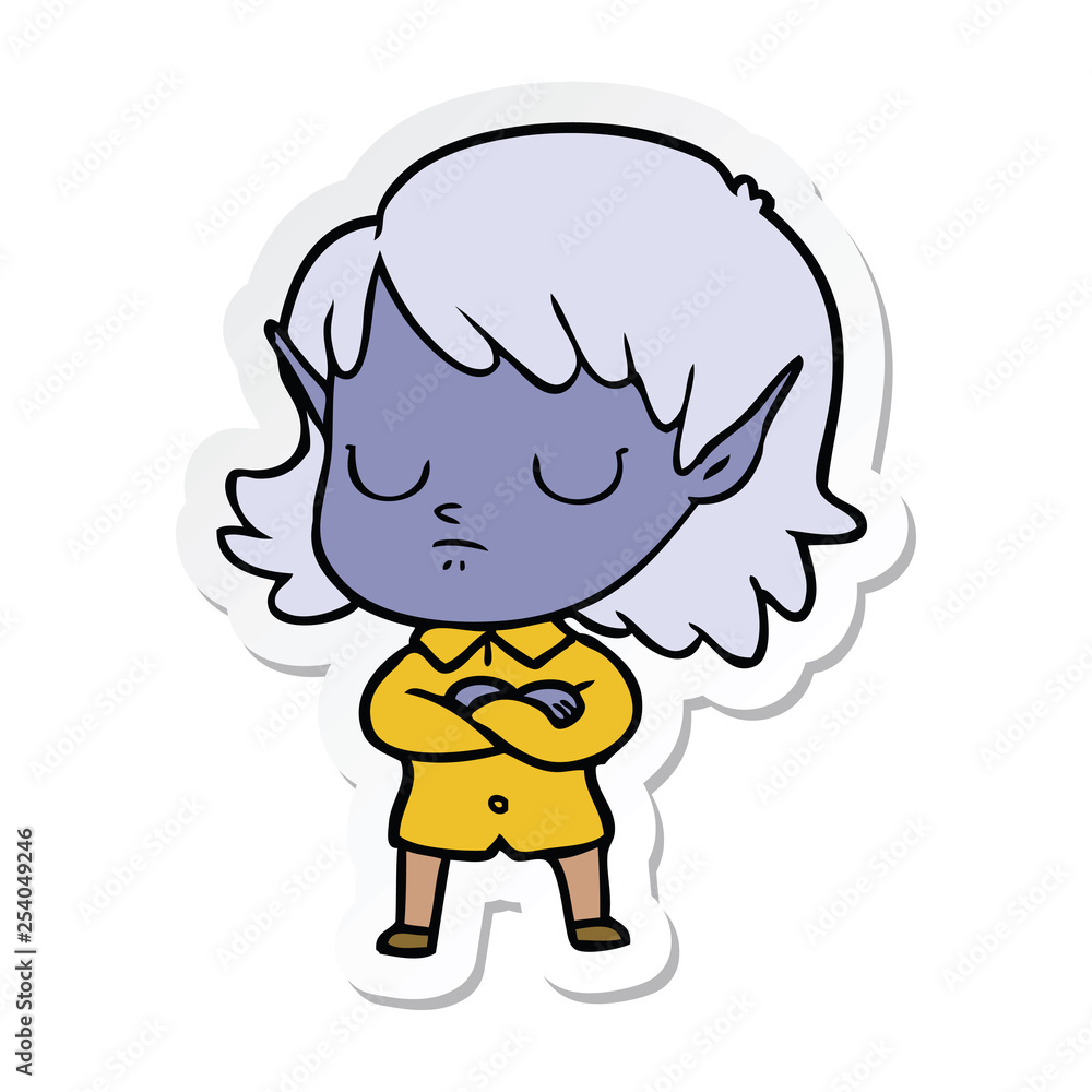 sticker of a cartoon elf girl sticker of a cartoon elf girl