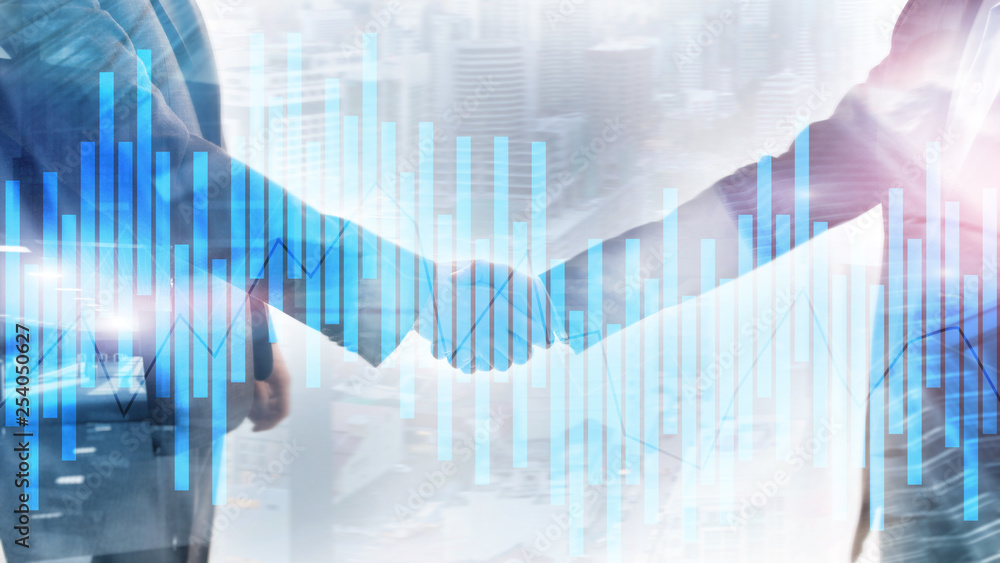 Trading and investment concept with candle chart, financial graph on blurred background abstract background. Trading and investment concept with candle chart, financial graph on blurred background abstract background.