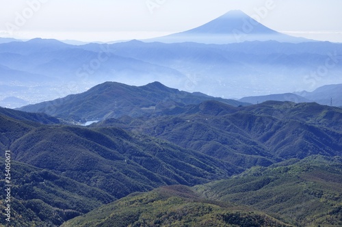 奥秩父の山並みと富士山