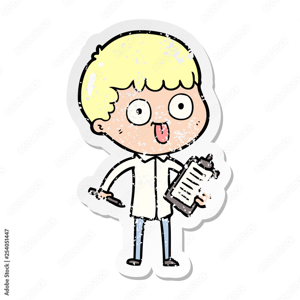 distressed sticker of a cartoon man staring distressed sticker of a cartoon man staring