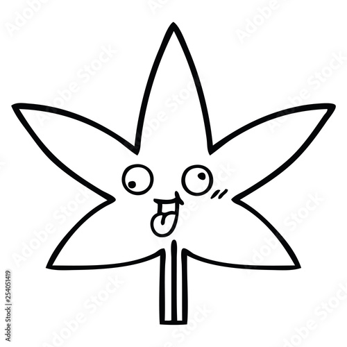 line drawing cartoon autumnal leaf