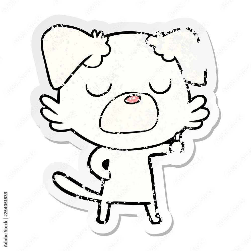 distressed sticker of a cartoon dog distressed sticker of a cartoon dog