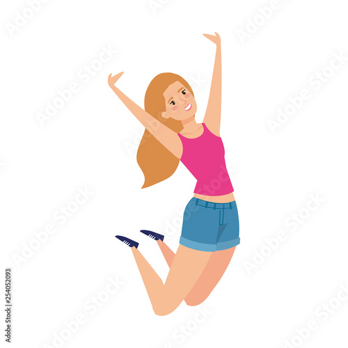 woman jumping celebrating character
