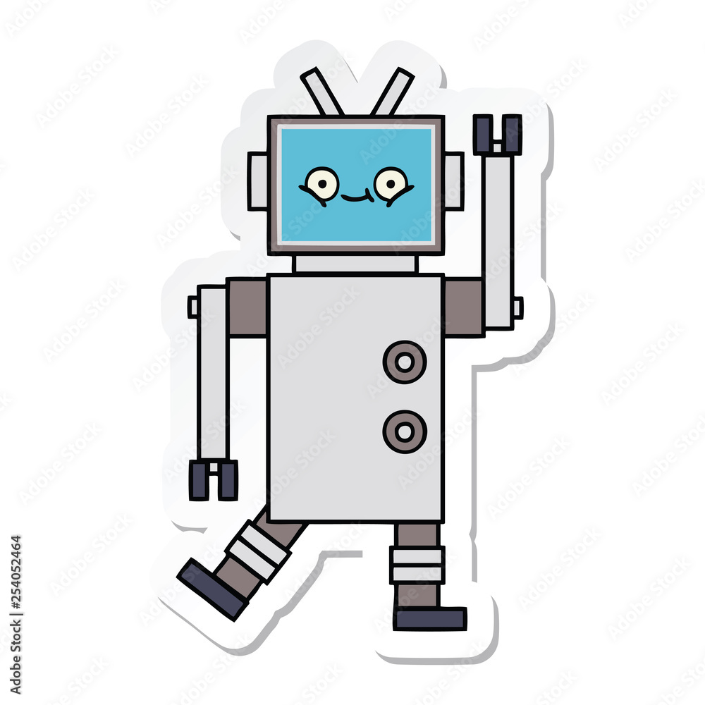 sticker of a cute cartoon robot sticker of a cute cartoon robot