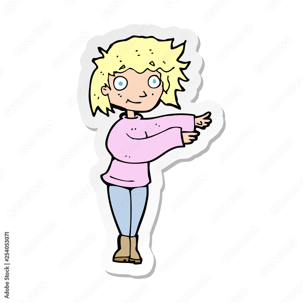 sticker of a cartoon dancing woman sticker of a cartoon dancing woman