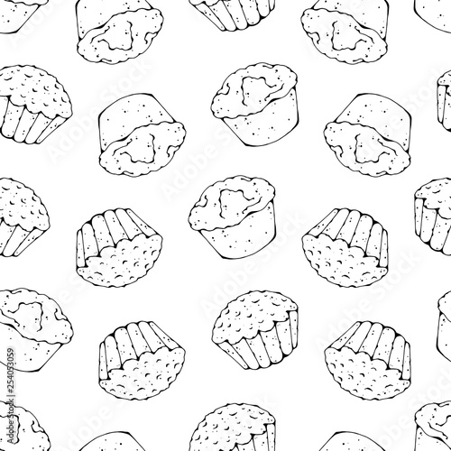 Vector pattern on the sweets theme: cupcakes.
