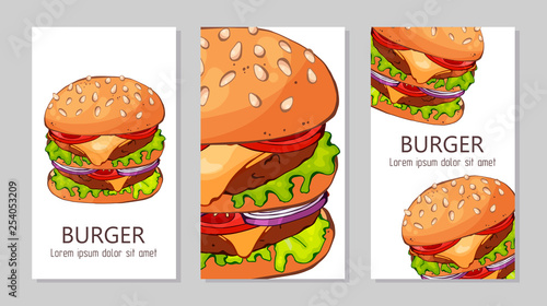 Template for advertising burgers from different recipes.