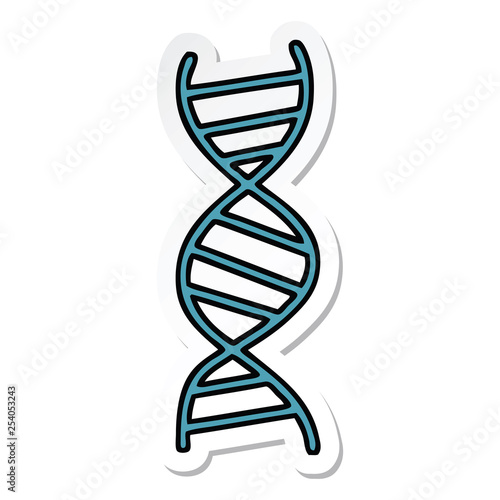 sticker of a cute cartoon DNA strand