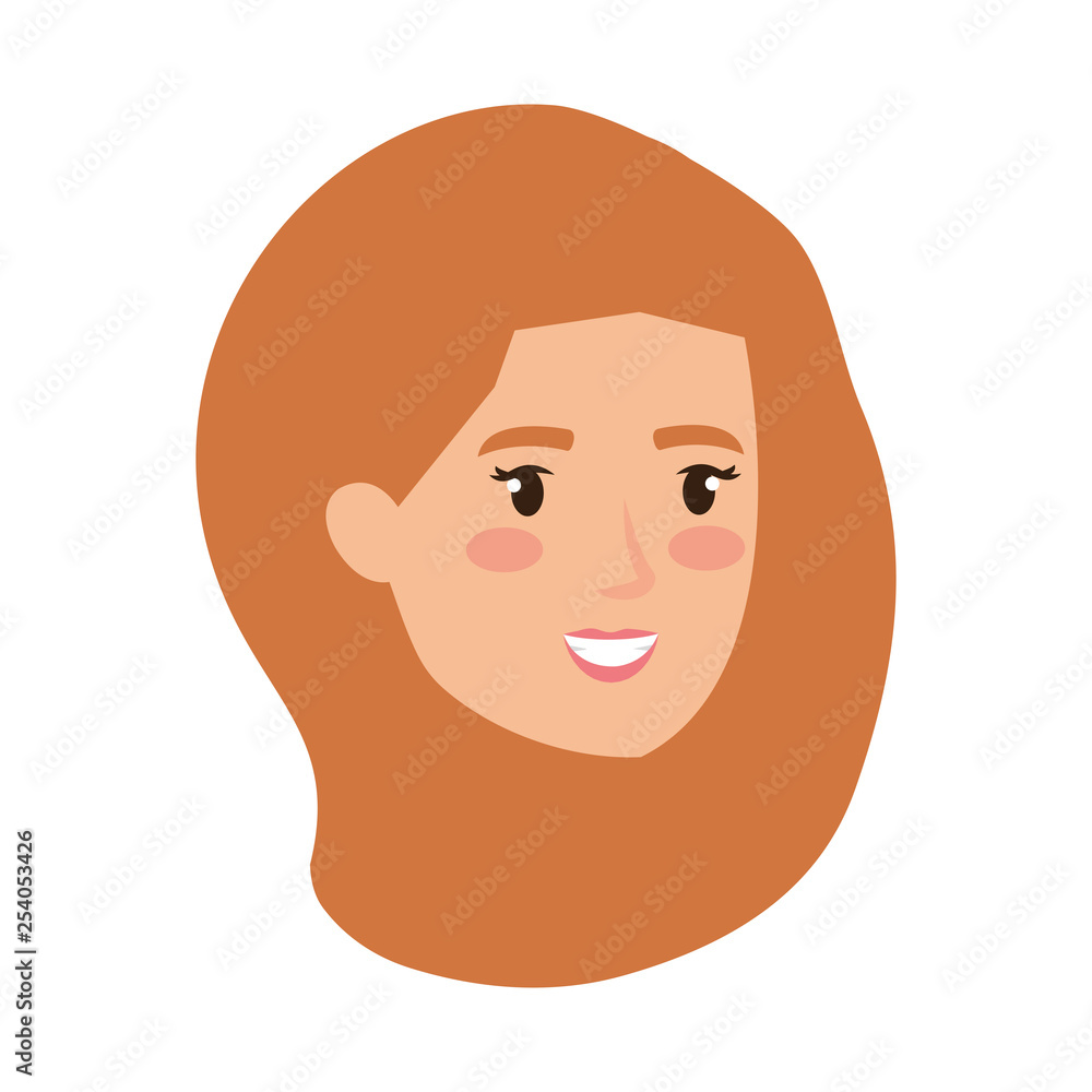 beautiful and young woman head character beautiful and young woman head character