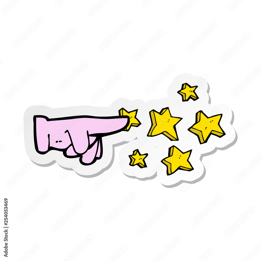 sticker of a cartoon pointing hand sticker of a cartoon pointing hand