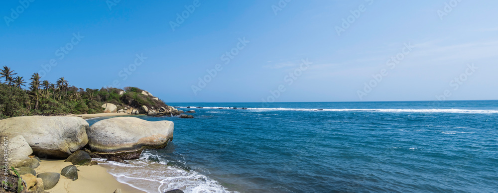 Beautiful natural beach in Tayrona National Park in Colombia