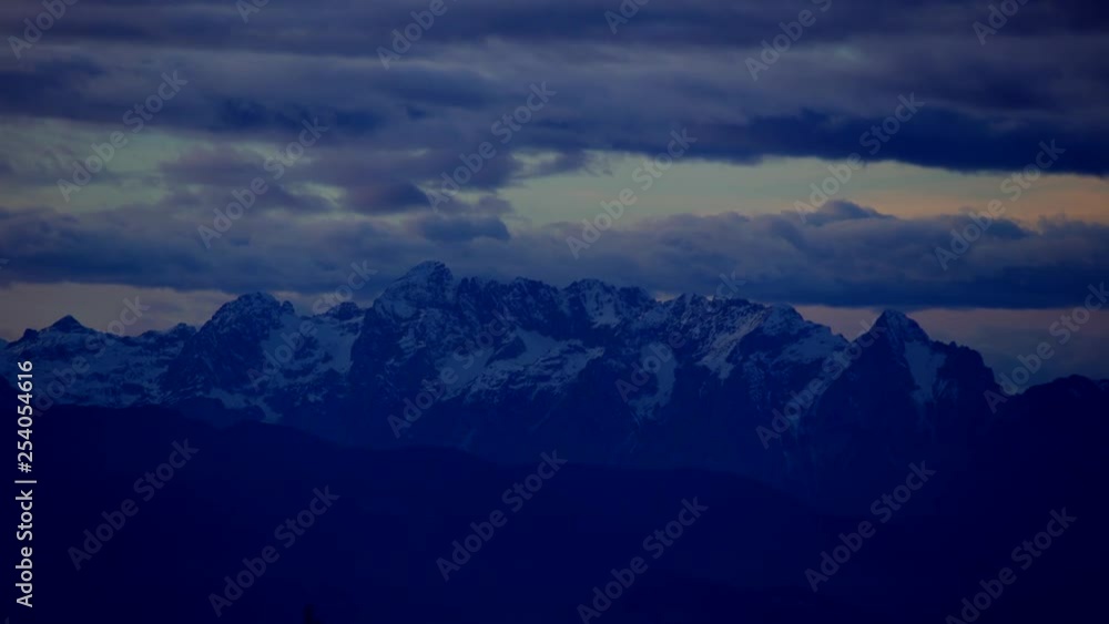 Julian Alps after sunset, Slovenia