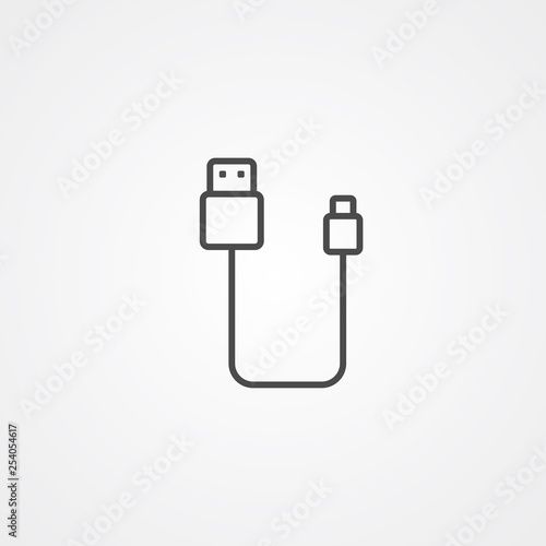 Usb cable vector icon sign symbol