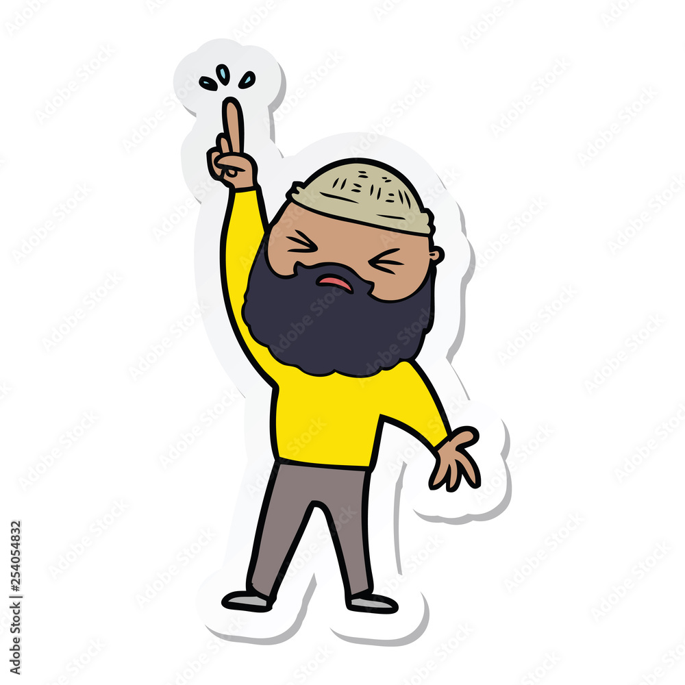 sticker of a cartoon man with beard sticker of a cartoon man with beard