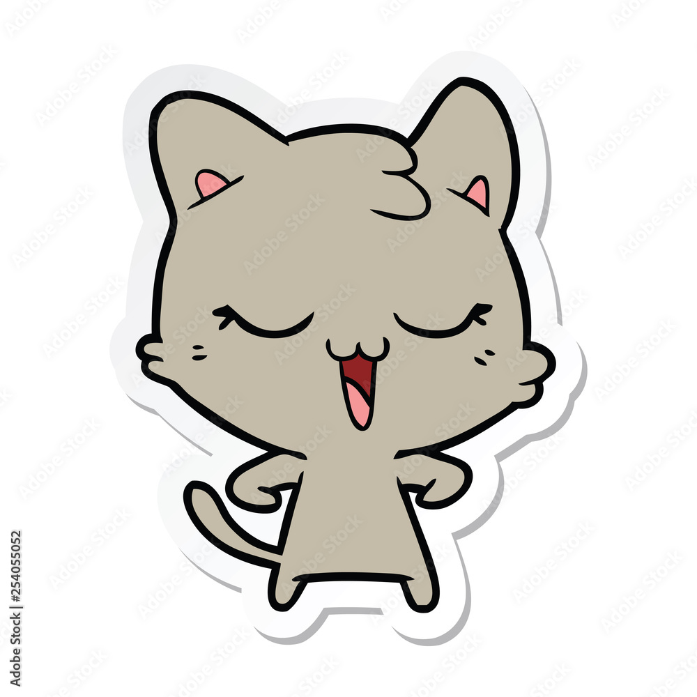 sticker of a happy cartoon cat