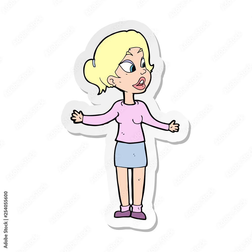 sticker of a cartoon pretty woman explaining something sticker of a cartoon pretty woman explaining something