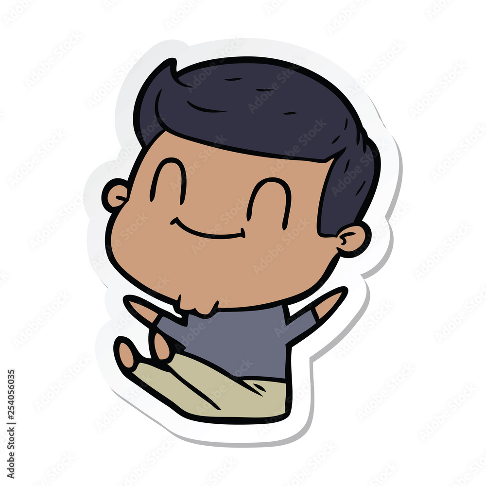 sticker of a cartoon friendly man