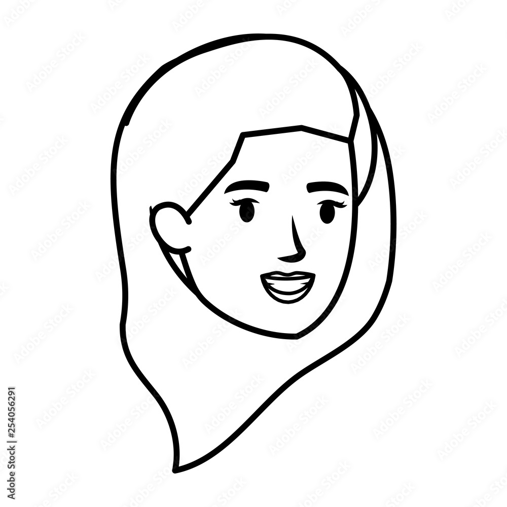 beautiful and young woman head character beautiful and young woman head character
