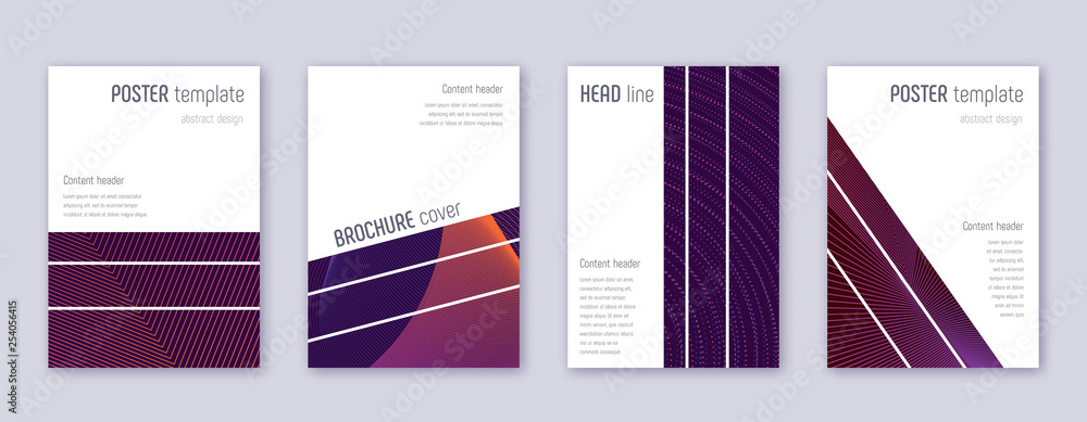 Geometric brochure design template set. Violet abs