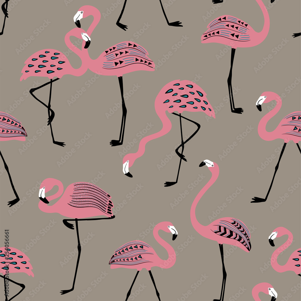 Seamless pattern With Folk Art Flamingo. Seamless pattern With Folk Art Flamingo.