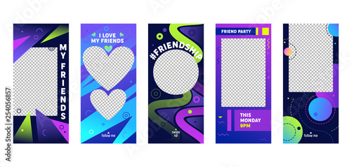 Instagram Story Colorful Template Mobile App Page Onboard Screen Set