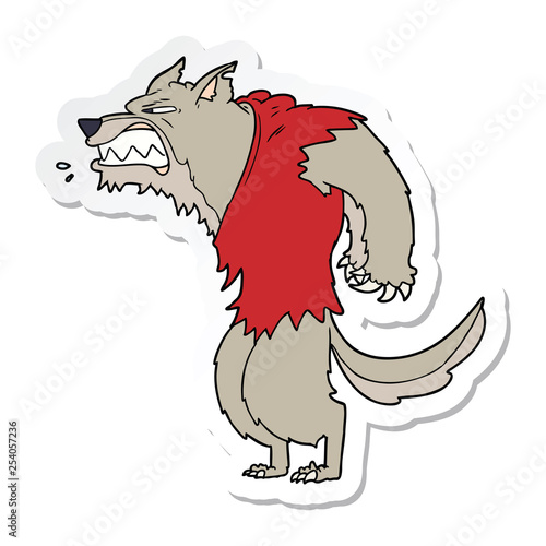 sticker of a angry werewolf cartoon