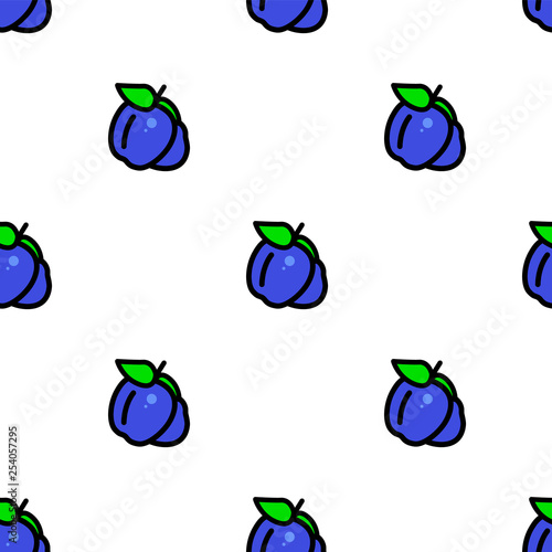 Vector isolated plume seamless pattern fruit on transparent background