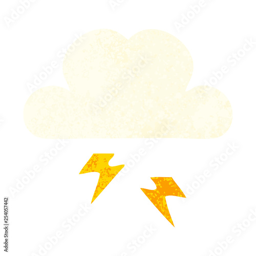 retro illustration style cartoon thunder cloud