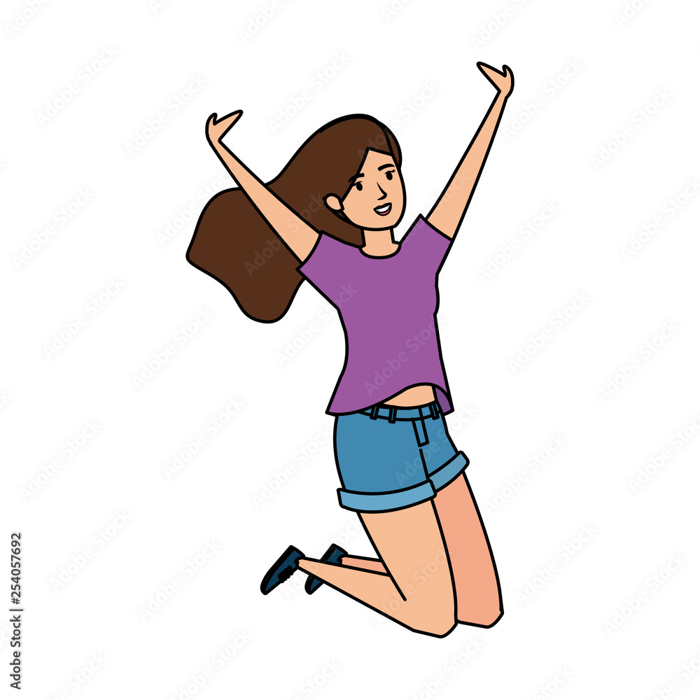 woman jumping celebrating character