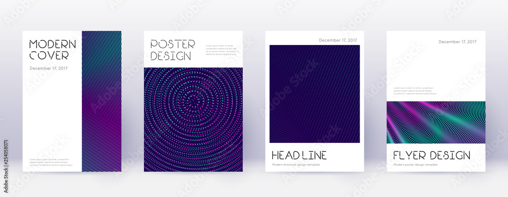 Minimal brochure design template set. Neon abstrac