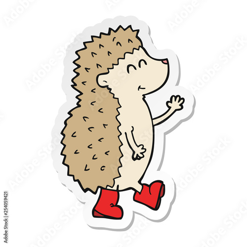 sticker of a cute cartoon hedgehog